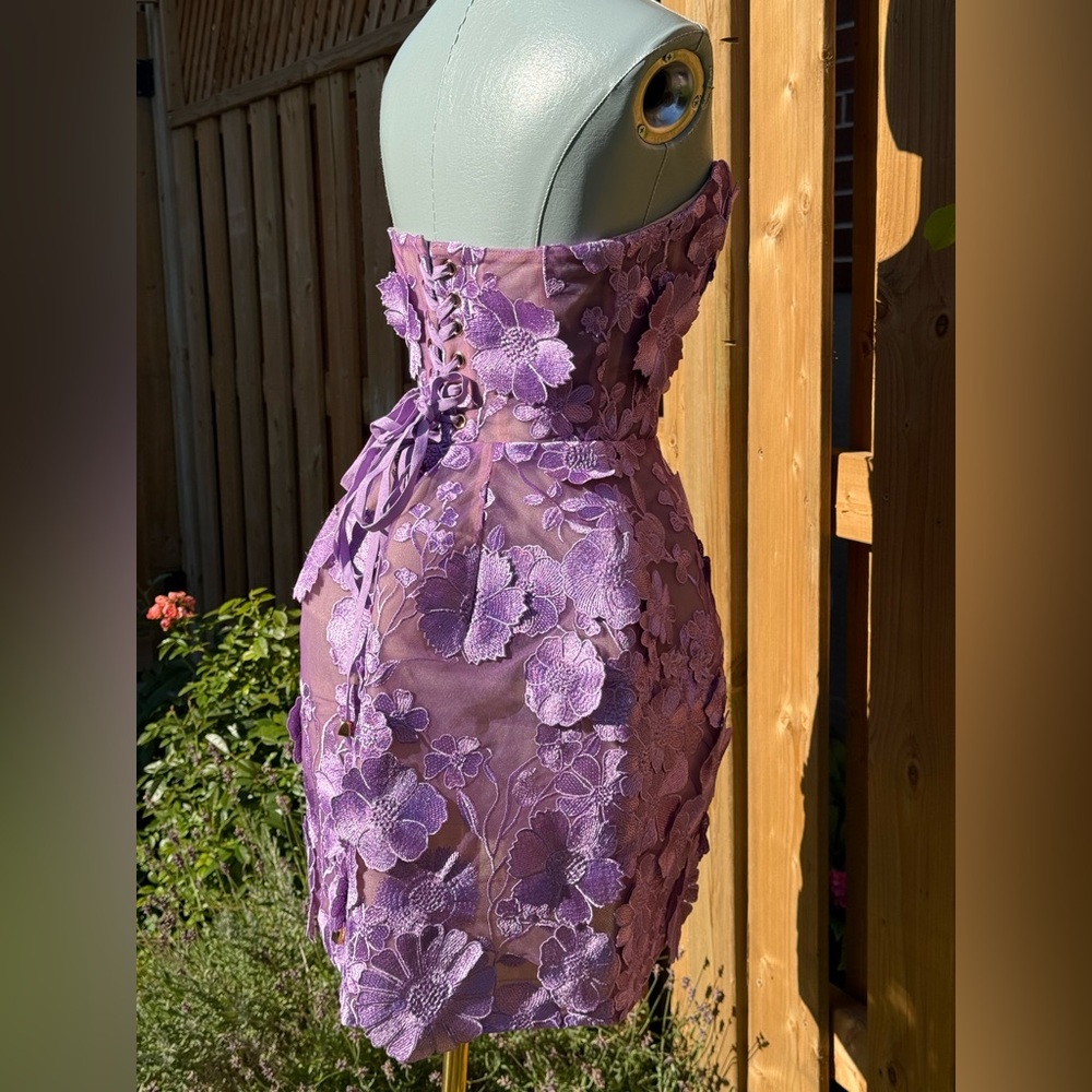 🆕 BRONX & BANCO 🧿 NWOT Jasmine Maraya Lilac Mini Dress - Sz L US 8 - Picture 10 of 17